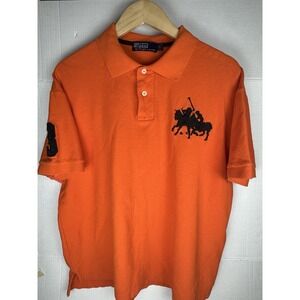Ralph Lauren Polo Shirt Mens L Orange Big Pony Stampede Triple Pony #3 Rugby